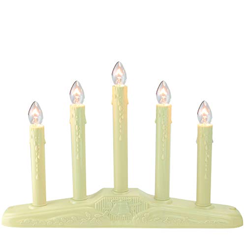 Sienna 5-Light Christmas Candolier with Candles on Holly Berry and Bell Base Candle Lamp