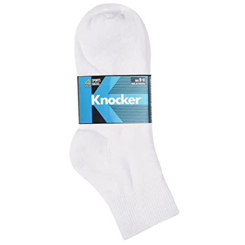 4 Pairs Mens White Performance Sports Socks Ankle Quarter Comfort Cushion 9-112