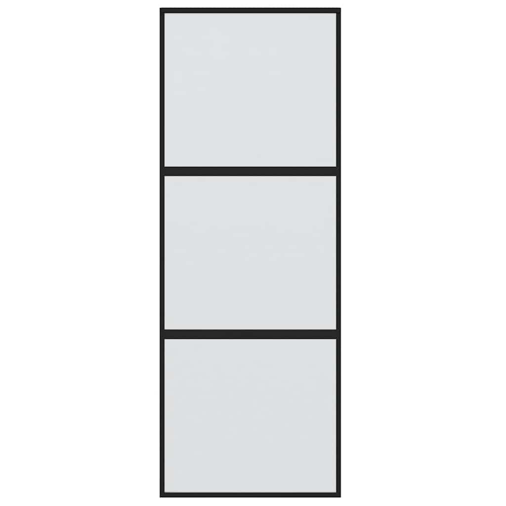 vidaXL Porte coulissante noir 76x205 cm verre trempé aluminium