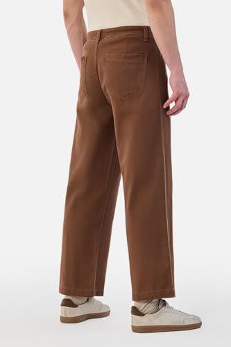 Image of SNITCH Men Casual Wear Trousers| Regular Fit Mid Rise Solid Wide-Leg Pants | 100% Linen Breathable & Lightweight Fabric for Summer, Office & Outings