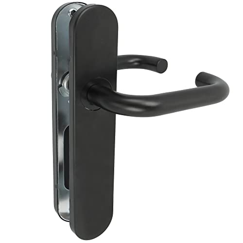 Amig - Ensemble de Poignées avec Plaque en Polypropylène pour Portes | 245 x 45 mm | Carré de 8 mm | Design Simple Idéal pour votre Maison ou Bureau | Acier et Polypropylène Noir