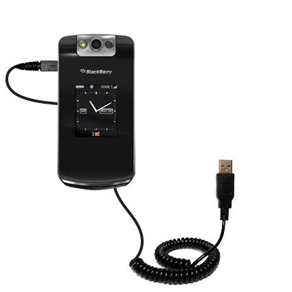 Gomadic USB Charging Data Coiled Cable for The BlackBerry Pearl Flip Will Charge and Data sync with one Unique TipExchange Enabled Cable