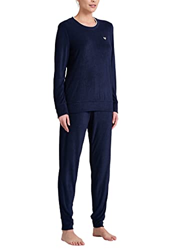Preisvergleich Produktbild Schiesser Damen Frottee Anzug Lang Pyjamaset, dunkelblau, 40