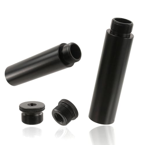 マイクスタンド延長管2本セット、マイクブームアーム用耐久性アルミ合金製5/8インチメス-3/8インチ、5/8インチメス-1/4インチ雌ネジ変換アダプター1本ずつ。放送者、歌手、ポッドキャスター向け。