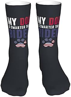 883 Compression Socks My Dog Is Smarter Than Biden Athletic Socks Breathable Crew Socks Soft Calf Socks For Jogging Walking Trekking 40cm