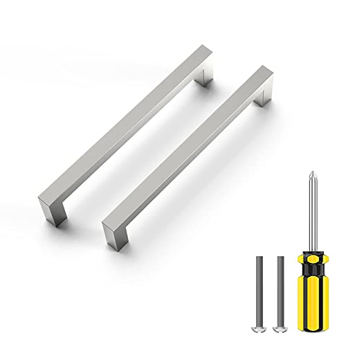 Nisuoien 30 Pack Brushed Nickel Cabinet Pulls 6 1/4 Inch Hole Center Kitchen Cabinet Handles - Square Dresser Handles Stainless Steel Drawer Pulls #TOP26