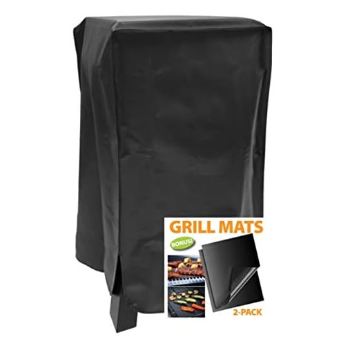 Outdoor Armor Premium Smoker Cover, PVC Coated for Waterproof and UV Protection, 38”x19” fits Electric and Gas, Side Zipper Easy Access, Bonus: 2 Non-Stick Rack Cooking Mats Included.