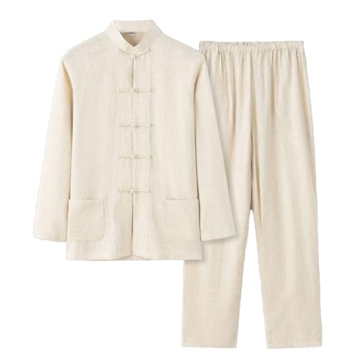 Kung Fu Martial Arts Suit Jacket Pants - Men Tang Suit Chinese Linen Tai Chi Clothes Long Sleeve Men's Shirt