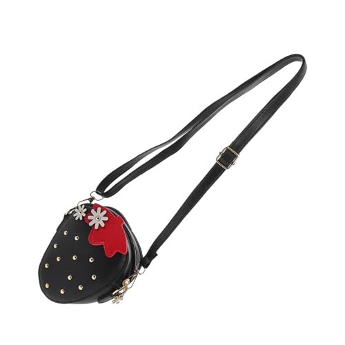 WOFASHPURET Kawaii Strawberry Shape Purse with Rivets Fruit Shoulder Handbags Strawberry Messenger Bag Cute Purse Bag for Little Girls