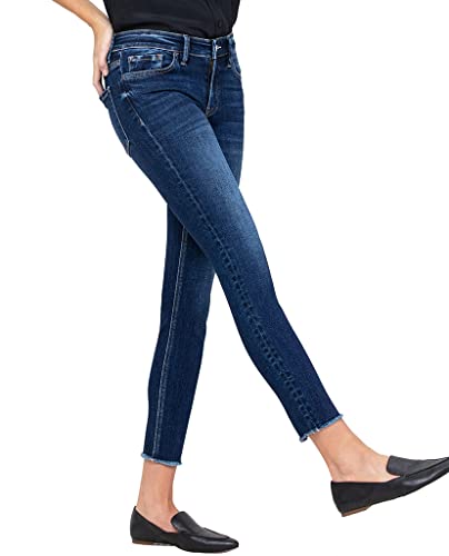 VERVET by Flying Monkey Dark Blue Stretch Skinny Jeans Whisker Fading Wash2