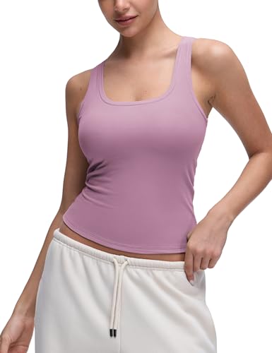 Image of CRZ YOGA Softembrace Scoop Neck Tank Top | Workout, Ultra Soft, Tight Fit, Waist Length, Double Lined, Sleeveless Shirts for Women