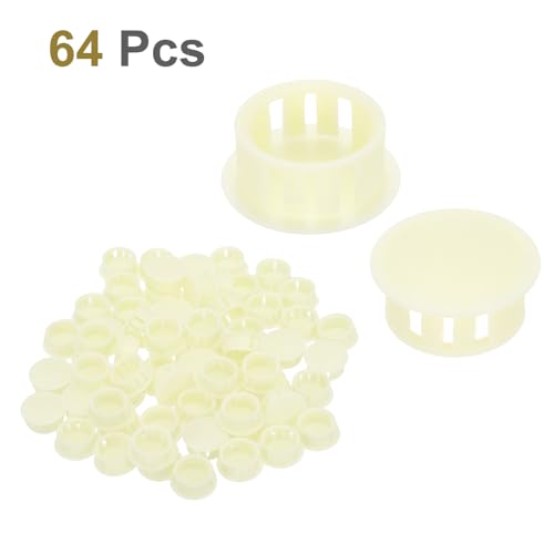 Image of MECCANIXITY 64PCS 17mm(21 /32 inch) Cream White Plastic Hole Plugs, Flush Type Panel Hole Plugs Insert End Caps for Locking Hole Tubes Furniture Cabinet