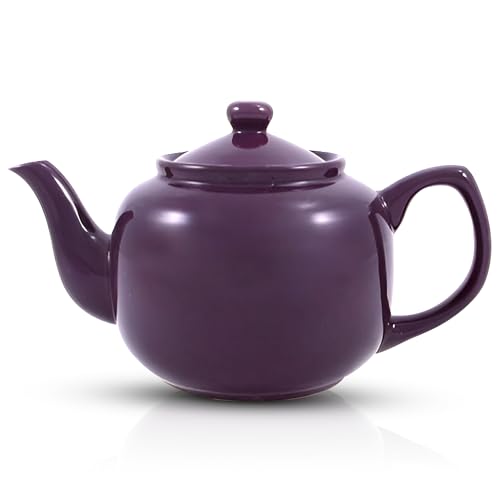 English Tea Store - Amsterdam 6 Cup Teapot | Ceramic Construction | Microwave & Dishwasher Safe | Ideal for Home, Tea Rooms & Restaurants | 32 oz Capacity | Plum Color