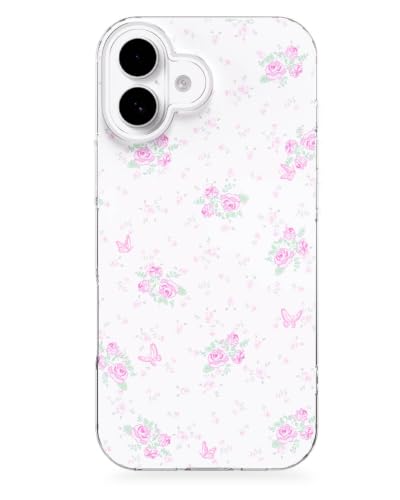 Feams for iPhone 17 Case [Compatible with Magsafe] Slim Shockproof Protective TPU Phone Cover for iPhone 17 6.3" Women Girls, Pink Rose Flutter