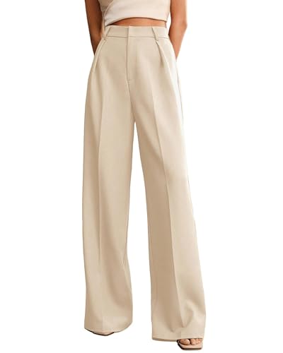 Pantalon large femme taille haute avec poche : coupe droite élégante
