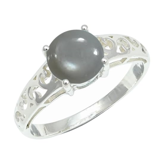 Bague en argent sterling 925 et pierre de lune grise artisanale