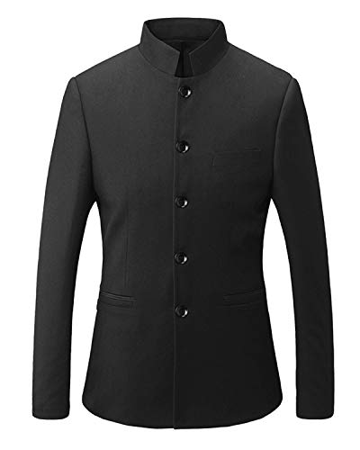 GATMSTZ Men Mandarin Collar Single Breasted Groom Blazer Formal Business Jackets