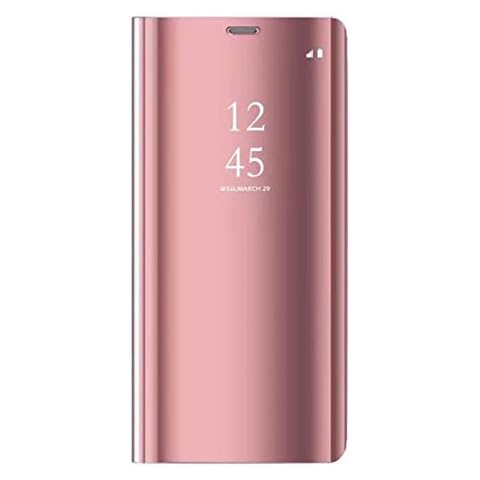 Caler Compatible with/replacement for Samsung Galaxy S10 case mirror cover clear view case flip protective mobile phone case flip metallic woman scarf with pocket (rose gold) Cover