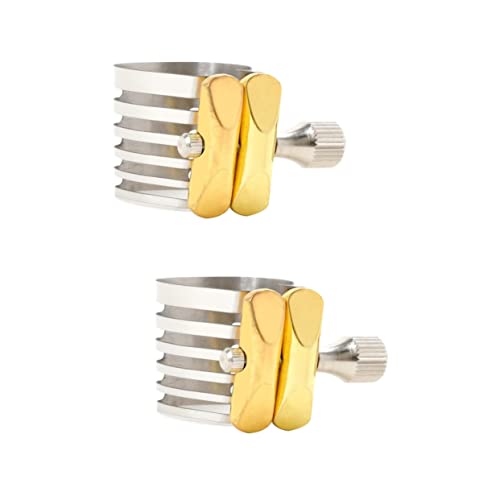 ibasenice 2pcs Saxophone Ligature Clip Metal Sax Reed Clamp No Burrs Elegant Design for Saxophone Accessories