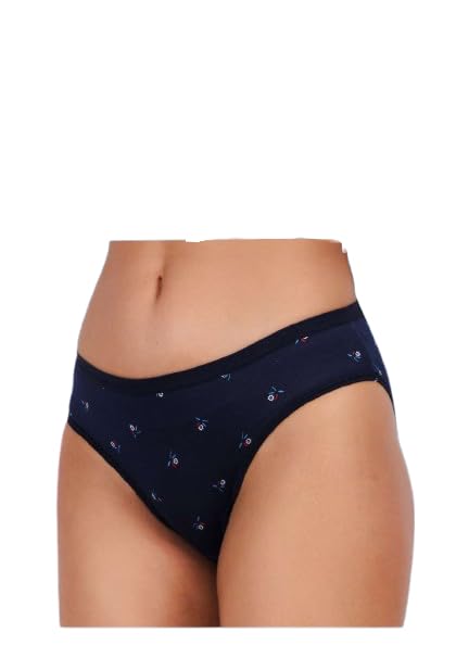 Women's Floral Print Bikini Underwear, Navy Blue, Size Medium-picture-11