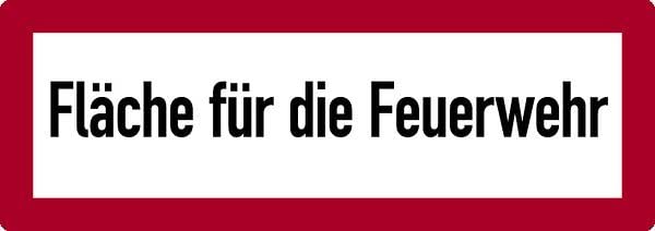 1101/25 Brandschutzzeichen Fläche für die Feuerwehr, Aluminium, Maße 594mm x 210mm x 2mm