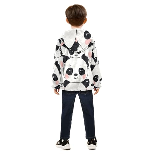 Boys Girls Fleece Jacket Cartoon Adorable Panda Print Kids Warm Hooded Outwear Coat4