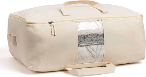 Image of Golden bird Large Canvas Comforter Storage Bags Closet Organizer for Clothes Sweater Blanket Clothes Organizer with Dual Zipper (25 inches L,19 inches H, 9 inches W) (1 PCS, large)