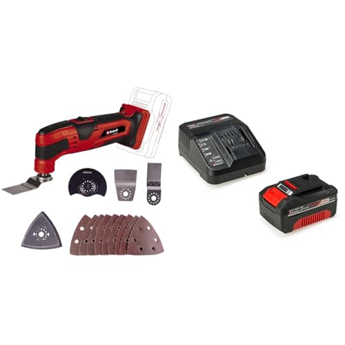 Einhell Akku Multifunktionswerkzeug Li-Solo Power X-Change + 4512042 Power X-Change Starter Kit Akku und Ladegerät, 18 V, 4,0 Ah Akku und Schnellladegerät