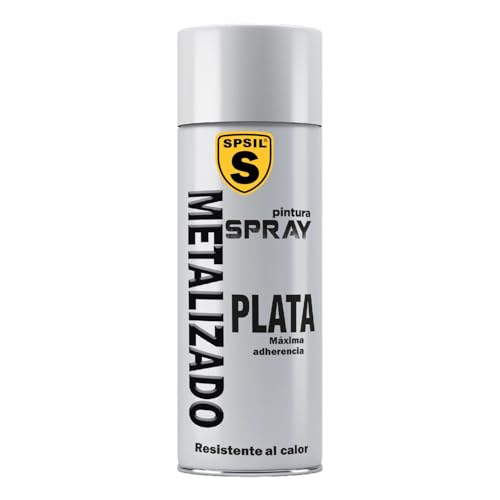 SPSIL Pintura Spray para Metal Secado Rápido Plata pack of 1 200ml Profesional Interior Exterior
