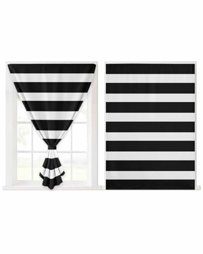 Black Striped Self Adhesive Portable Curtains for Windows,Thermal Insulated Room
