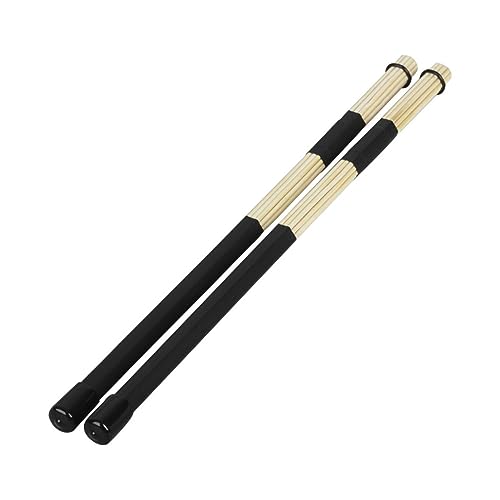 2 piezas de baquetas para batería de bambú, baquetas de madera, juego de cepillos para percusión, accesorios portátiles para instrumentos musicales, color negro miniatura 3