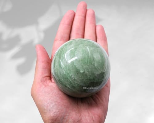 Image of Certified Green Aventurine Crystal Ball for Meditation - Premium Crystal Vastu Items for Home and Feng Shui Items for Good Luck - Ideal for Pooja Supplies and Spiritual Practices (3 inch Inch)