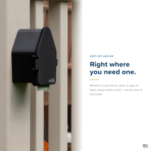 Image of Indoor /Outdoor Dog Poop Bag Dispenser Wall Mount (Black), Includes 3 Sample Rolls of Waste Bags, Easy Setup Dog Poop Station