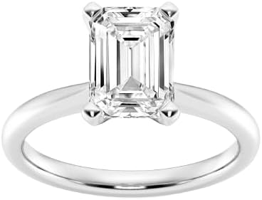 IGI 1 2 3 4 5 quilates esmeralda blanca excelente hermoso diamante creado en laboratorio pequeño anillo de compromiso solitario en oro blanco de 14