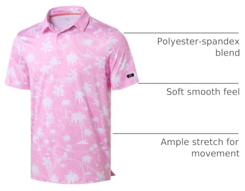 Image of Obla Mens Golf Polo Shirts Short Sleeve Dry Fit Performance Moisture Wicking Casual Print Collared Golf Shirts for Men