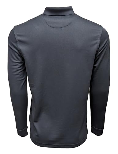 Greg Norman Men's Protek Micro Pique Long Sleeve Polo Shirt (US, Alpha, Medium, Regular, Regular, Black (BLK))2