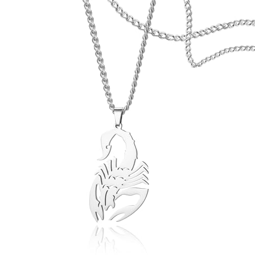 SIPURIS Collier Scorpion pour homme en acier inoxydable avec pendentif constellation Scorpion Bijoux Hip Hop Punk Insecte Souvenir pour femme, 1.46*0.83in,...