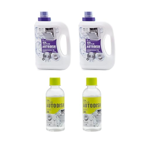 Image of IFB essentials Autodish Salt + Dishwasher Rinse aid (2 + 2 pack) (2 kg salt + 400 ml rinse aid)