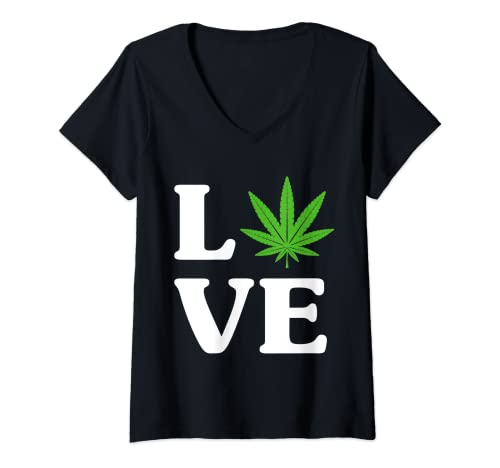 Mujer Amo Weed Camiseta Cuello V Cover
