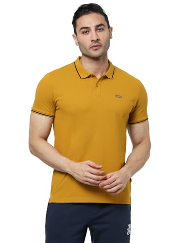 Image of Jack & Jones Men's Yellow Polo Collar Slim Fit T-Shirt
