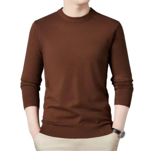 Men's Crew Neck Business Casual Knitted Sweater Solid Color Versatile Layering Piece for Spring Comfort