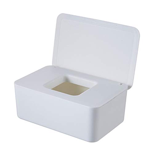 Caja de Pañuelos Caja de tejido húmedo duradero Multifunción Sello de escritorio de escritorio Bebé Toallitas de papel Caja de almacenamiento Dispensador Tapa tapa Caja de papel ( Color : Blanc )