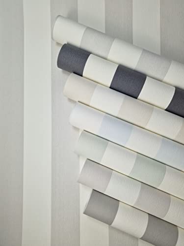 WALLCOVER Tapete Grün Vliestapete Streifen Streifentapete Landhaus Weiß Hellgrün Linien Modern Blockstreifentapete Fein Struktur 10.05 x 0.53 m Made in Germany