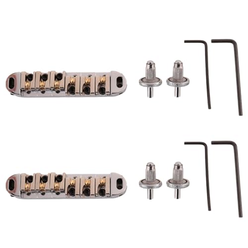 Pont de selle pour guitare électrique avec clé de réglage et poteaux argentés lot de 2