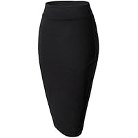 Urban GoCo Mujeres Falda Midi Lápiz Cintura Alta Elasticidad Bodycon Tubo Falda Oficina Negro XL