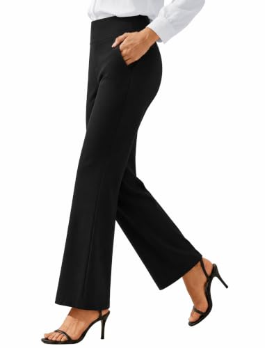 SEAJOJO Womens Dress Pants Wide Leg Stretchy Work Slacks Black