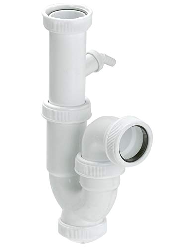 ABRISA 00000000 Sifon Curvo Extensible con Toma Lavadora 1 1/2' Ø 40 Mm, Blanco
