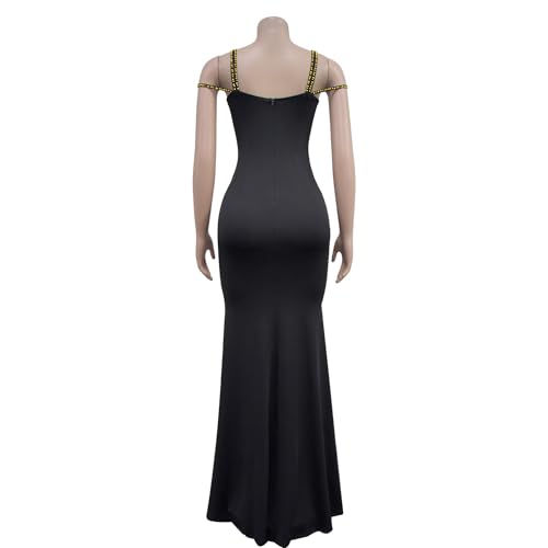 Image of PORRCEY Women's Sexy Rhinestone Lace Sheer Mesh Formal Evening Dress