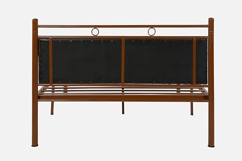Image of Zuno Metal Queen Size Bed Without Storage | Wrought Iron Double Bed with Headboard & Footboard | Sturdy Powder Coated Platform Bed Queen Size Cot for BedroomLivingRoom Brown (75x60)