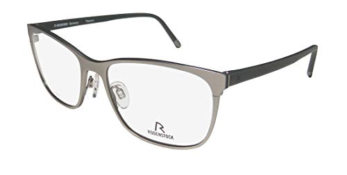 Rodenstock R7033 Mens Rectangular Full-rim Titanium Eyeglasses/Spectacles (54-17-140, Palladium/Green)